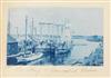 (NEW ENGLAND CYANOTYPES) Pair of colorful New England albums. The first is entitled New Bedford, with 5